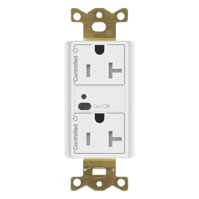Receptáculo Inalámbrico Dúplex / 20 A / Ambos Contactos Controlados / RF 18 m (59.1 ft) / Clear Connect / 1 HP / Tamper Resistant
