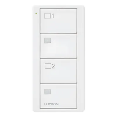 Control inalámbrico Pico / 4 botones / 2 grupos de cortinas / RF Clear Connect 431-437 MHz / Alcance 9 m / Batería CR2032 / Blanco brillante