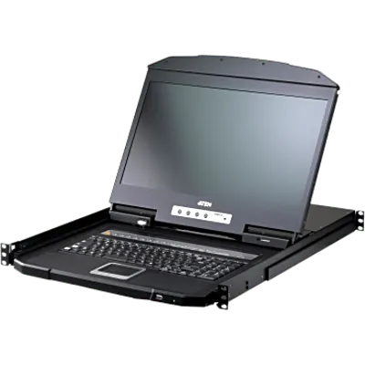 KVM Switch LCD 16 Puertos USB HDMI | Riel Único 1U | Pantalla LCD 18.5" Widescreen | Resolución hasta 1920 x 1080 @ 60 Hz | Cascada hasta 2 Niveles (128/256 Computadoras) | Consola Externa HDMI+USB | Modo Broadcast | Auto Scan | Segur