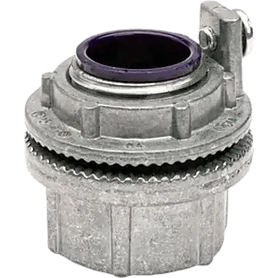 Conector Meyers de Aluminio de 1" con tornillo de puesta a tierra, disponible para Áreas Peligrosas Clase 1 División 2 de acuerdo con NEC 501.10.