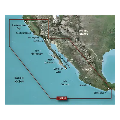 Carta Náutica Electrónica / Cobertura California a Puerto Vallarta / Gráficos Costeros de Alta Precisión / Auto Ruta por Profundidad / Contornos de 1' / 10 Rangos de Sombreado de Profundidad