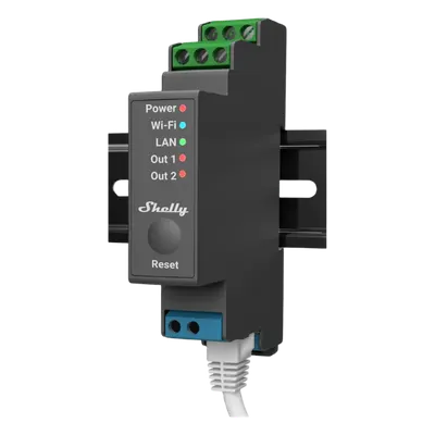 Relevador inteligente Shelly Pro 2 de 2 canales para riel DIN