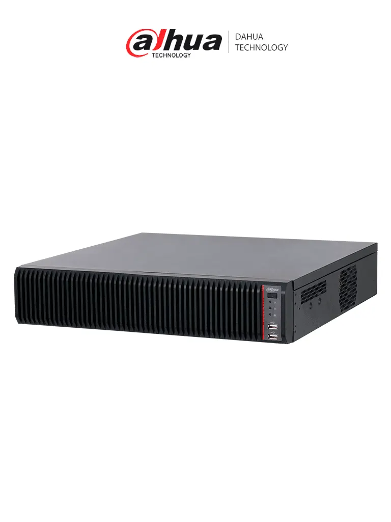 DAHUA DHI-IVSS7108-1I-V2 - Servidor de video con IA, maneja 128 canales IP y hasta 40 canales de reconocimiento facial. Incluye 8 bahías de HDD con RAID 0/1/5/6/10/50/60, protección perimetral, y 16 entradas y 8 salidas de alarma.