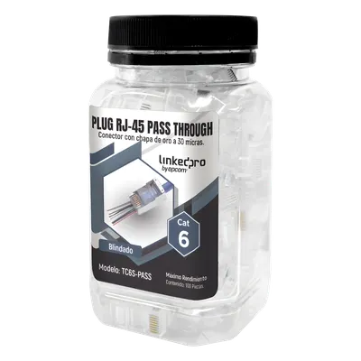 Plugs RJ45 Cat6 blindados LINKEDPRO TC6S-PASS, bote con 100