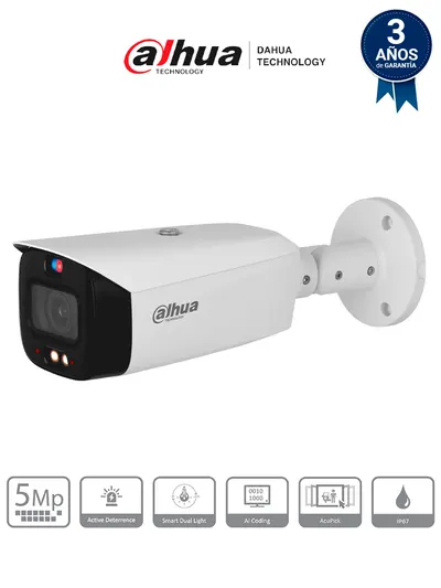 Cámara IP bullet Dahua DH-IPC-HFW3549T1-ZAS-PV WizSense de 4 MP