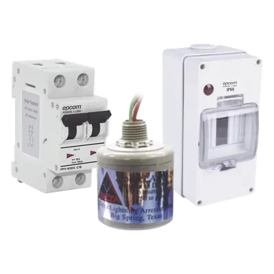 Kit Centro de Carga DC / Supresor 5ns / 800 Vcc 16 A / 2 Polos / Protección Fotovoltaica