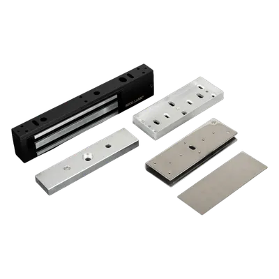 Kit de Control de Acceso / Chapa Magnética 600 lbs (272 kg) / Montaje en U para Puerta de Cristal / Uso Interior / UL / Aluminio Anodizado