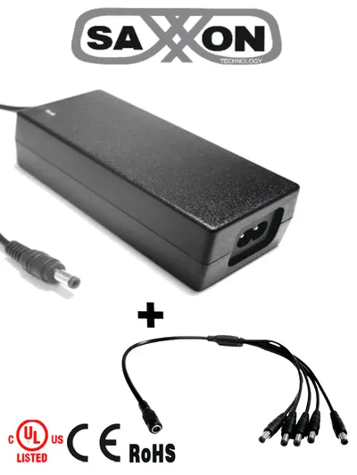 Fuente de poder SAXXON PSU1204D+PSWB08 de 12 Vcc para 5 cámaras