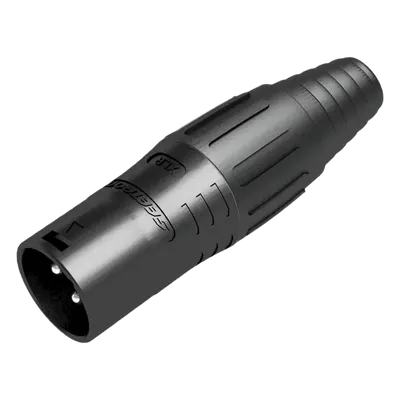 Conector XLR Macho / Carcasa Negra / Contactos Plateados / 2 Abrazaderas