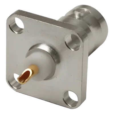 Conector BNC Hembra / Montaje Panel 4 Perforaciones / 13 mm / 50 Ω / Soldable PCB