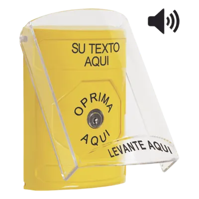 Botón de emergencia personalizado / Tapa policarbonato / Bocina integrada / Restablecimiento con llave / Acero inoxidable / Uso interior y exterior