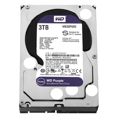 Disco Duro PURPLE de 3TB / 3 AÑOS DE GARANTÍA / Para Videovigilancia (WD30PURZ)