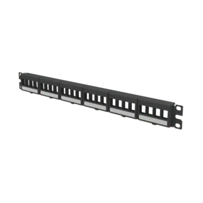 Panel de Parcheo Modular Keystone / 24 Puertos / 1U / Sin Conectores / Placas Frontales ABS / Etiquetas Adhesivas