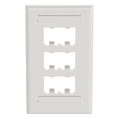 Placa de Pared Vertical / 6 Puertos Mini-Com / Diseño Plano / 2.75 x 4.5 in / ABS / Blanco
