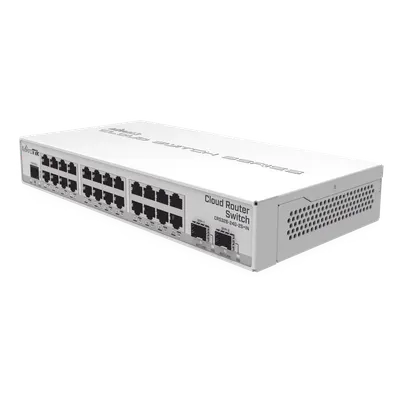 Switch / 24 Puertos Gigabit / 2 Puertos SFP+ 10G / Dual OS / 512 MB RAM / 800 MHz CPU / Fanless / PoE Pasivo / Doble Entrada DC