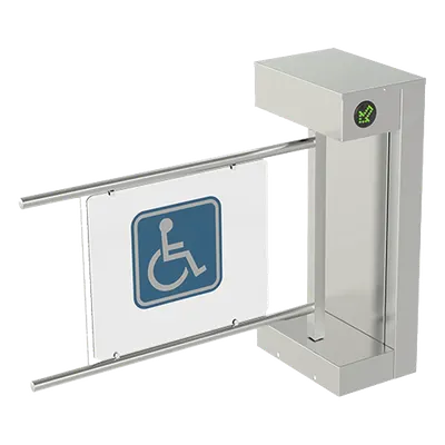 Torniquete Motorizado de Cortesía / Flujo 15 Personas/min / Apertura 2.2 s / IP54 / -20°C a +68°C / Bidireccional / 110-240 VCA