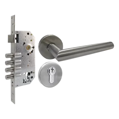 Kit de Manija y Cilindro de Alta Seguridad / Acero Inoxidable / Puerta 35-45 mm (1.38-1.77 in) / ANSI A.156.13 / Grado 2