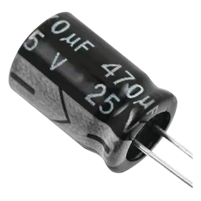 Capacitor Electrolítico Radial / 470 µF / 25 Vcc / 105 °C / 8 x 15 mm