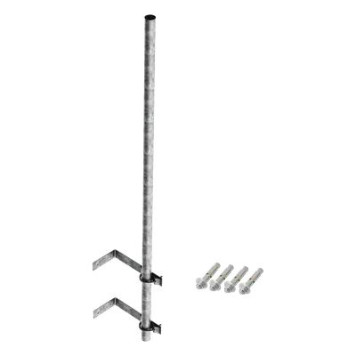 Mástil de Montaje en Pared / 3 m (9.8 ft) / Acero A-36 Galvanizado / 1-1/2" Ced. 30 / Soporte Antenas y Cámaras hasta 2'