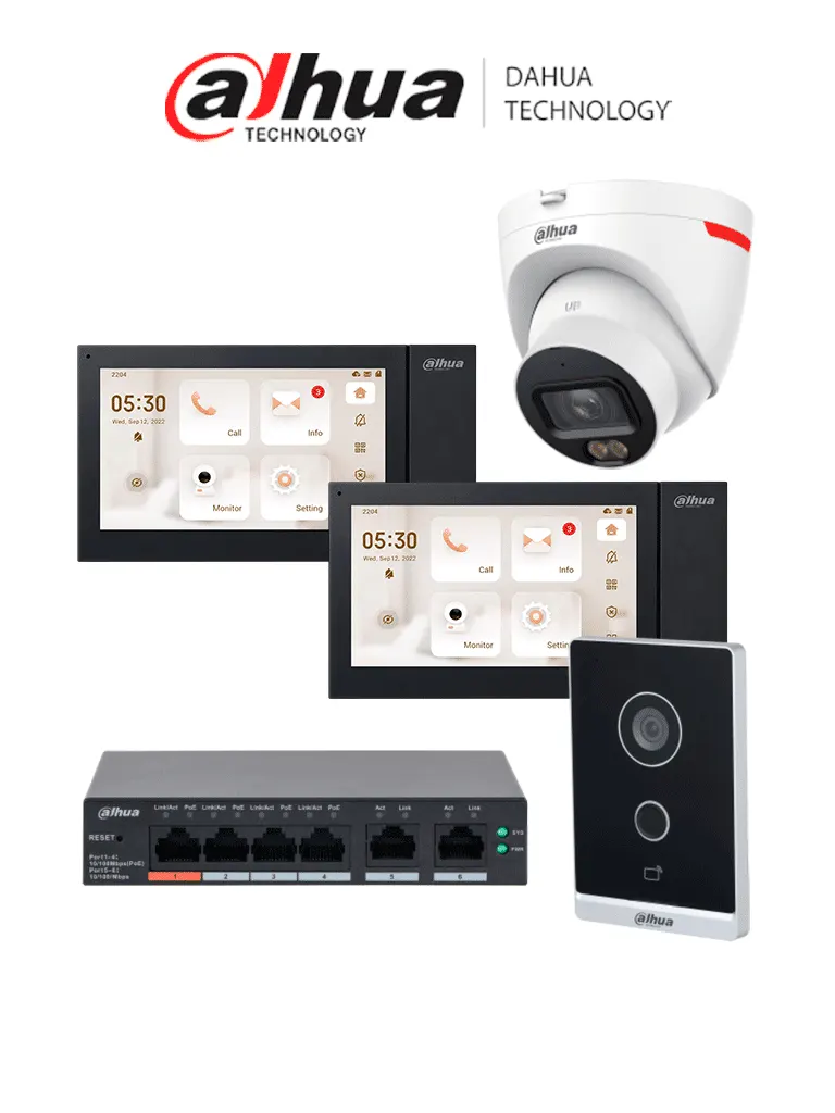 Kit de videoportero IP Dahua KITVPIP2MONCAMDH con 2 monitores y cámara
