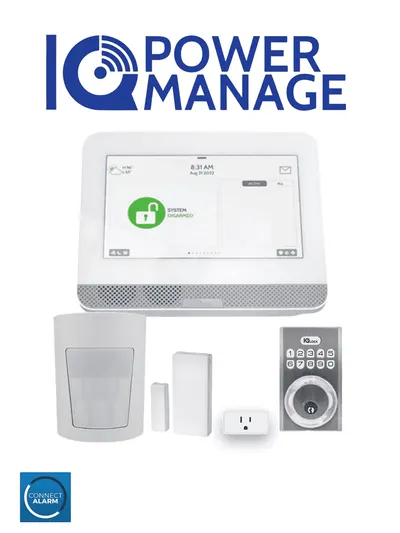 IQ4 HUB POWER MANAGE Automation KIT - Paquete que contiene Sistema IQ 4 HUB POWER MANAGE, con pantalla táctil de 7",  1 sensor PIR inalámbrico PGP9914, 1 sensor magnético inalámbricos PG9303, 1 enchufe inteligente y una cerradura Power G