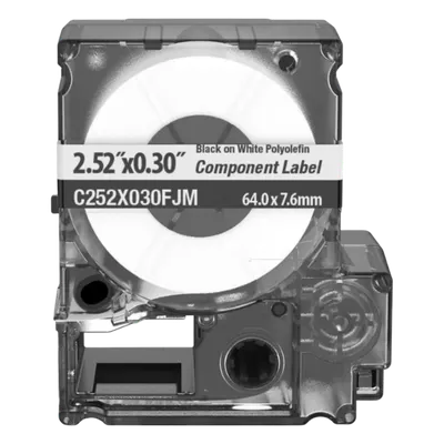 Cassette de Etiquetas de Componente / 2.52 in (6.4 cm) W x 0.3 in (0.76 cm) H / Poliolefina No Adhesiva / -40°C a 90°C / 18 mm x 7 m