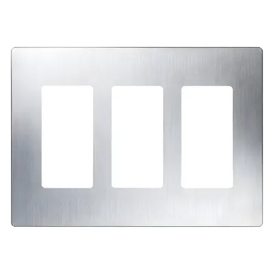 Placa de pared Lutron Claro CW3SS de 3 espacios en acero inoxidable