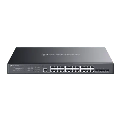 Switch L2+ Gestionado / 24 Puertos Gigabit + 4 Puertos 10G SFP+ / 16 PoE+ (30W) + 8 PoE++ (90W) / 128 Gbps / 500W PoE Budget / SDN Cloud
