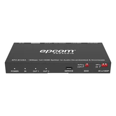 Splitter HDMI / 1x2 Distribución Simultánea / 4K@60Hz 4:4:4 HDR / Extractor de Audio Óptico y Analógico / Down-Scaler 4K a 1080p / 18 Gbps / HDMI 2.0b
