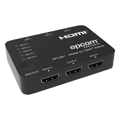 Conmutador HDMI EPCOM PROAUDIO EPC-B51 con 5 entradas y resolución 4K