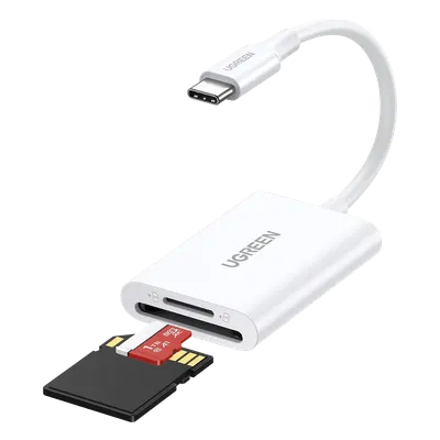 Lector de Tarjetas USB-C 3.1 | Soporta Micro-SD (TF) /SD | 5Gbps | 170 MB/s | OTG | Soporta hasta 2TB | Admite intercambio en Caliente | 2 tarjetas simultaneas | Soporta Windows/Mac OS/Linux | Color Blanco