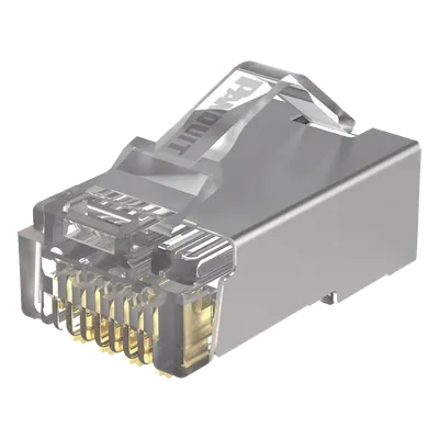 Plug RJ45 Cat5e Blindado / 50μ Oro / 24-26 AWG / 100 Piezas / -10°C a 60°C / PoE++ 100W
