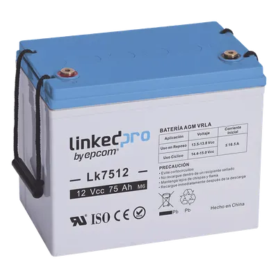 Batería de respaldo LINKEDPRO LK7512 AGM-VRLA de 12 V y 75 Ah