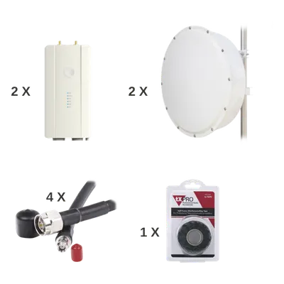 Enlace completo de 2 radios FORCE400C con antenas TXP-4965-30PB2-KIT (30 dBi), rango de frecuencia extendida (4.9 a 6.2 GHz)