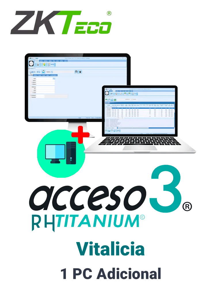 ZKACCESO TITANIUMCOMPADD -  Licencia para 1 PC adicional de adminsitracion de software / Vitalicia