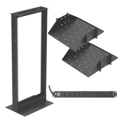 Rack LINKEDPRO KIT-ORG-24HD de 24 UR con charolas y PDU