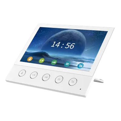 Monitor IP/SIP para interior, Wi-Fi, pantalla táctil de 7", audio de 2 vías, PoE, 8 interfaces de entrada de alarma.