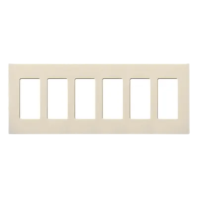 Placa de pared Claro / 6 espacios / Sin tornillos visibles / Plástico / Color almendra claro / Compatible con controles decora Lutron