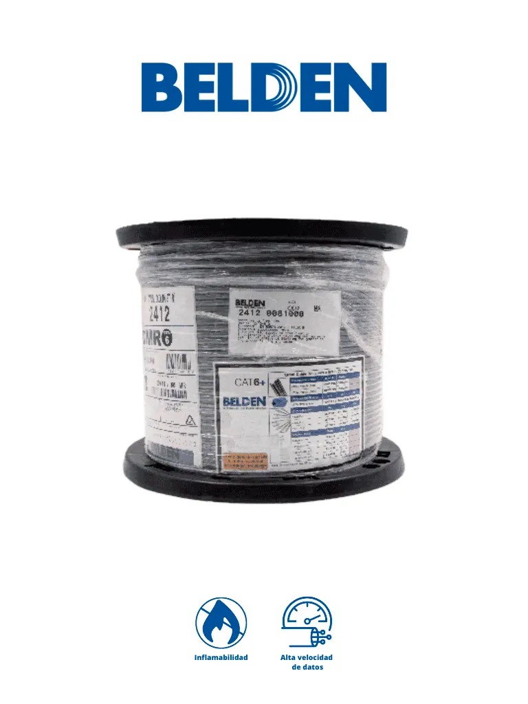 Cable de red Belden 24120081000 Cat 6+ UTP gris de 305 m