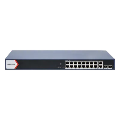 Switch PoE+ Administrable / 16 Puertos 1000 Mbps PoE+ / 2 Puertos Uplink 1000 Mbps / 2 Puertos SFP / Alcance Extendido 300 m (984.3 ft) / 230 W