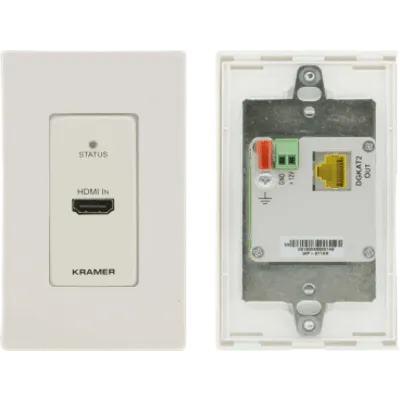 Transmisor Wall-Plate HDMI 4K HDR | PoC sobre DGKat 2.0 | Tamaño US 1-Gang | Marcos Decora Blanco y Negro