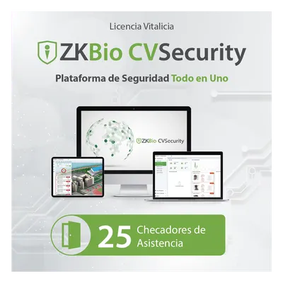 Licencia de software / Gestión 25 dispositivos / Tiempo y asistencia / Paneles InbioPro-Inbio-APX / Biométricos Green Label