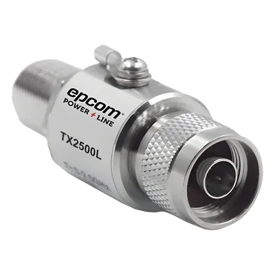 Protector de Línea Coaxial, tipo tubo de gas y paso de C.D., para 0-2.5 GHz, 750W y 0.2 dB de Perdida por Inserción