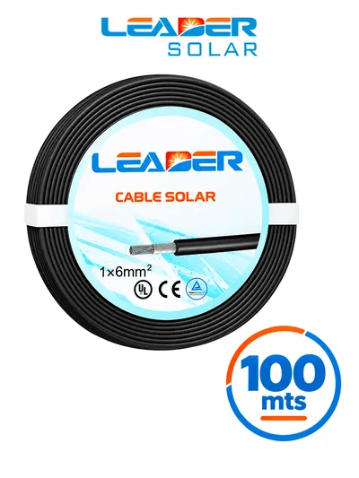 Cable fotovoltaico LEADER SOLAR 10 AWG negro en carrete de 100 m