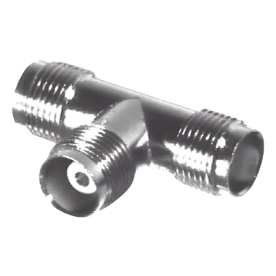 Adaptador en T / Doble TNC Hembra / 50 Ohm / Bronce Niquelado / Contacto Oro / Aislante Teflón