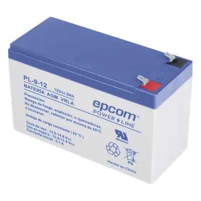Batería 12 Vcc / 9 Ah / UL / Tecnología AGM-VRLA / Para uso en equipo electrónico Alarmas de intrusión / Incendio/ Control de acceso / Video Vigilancia / Terminales F1 / Cargador recomendado CHR-80.