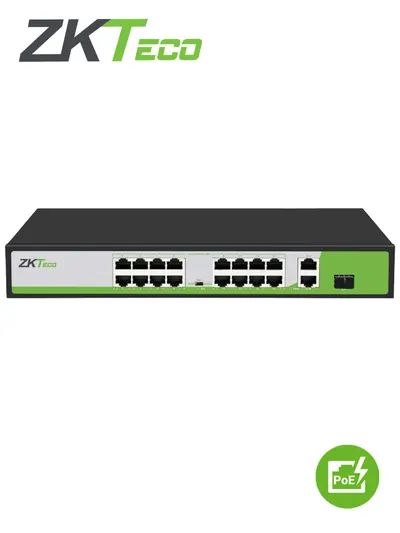 Switch PoE ZKTeco PE162-200-C de 16 puertos y 2 puertos Gigabit