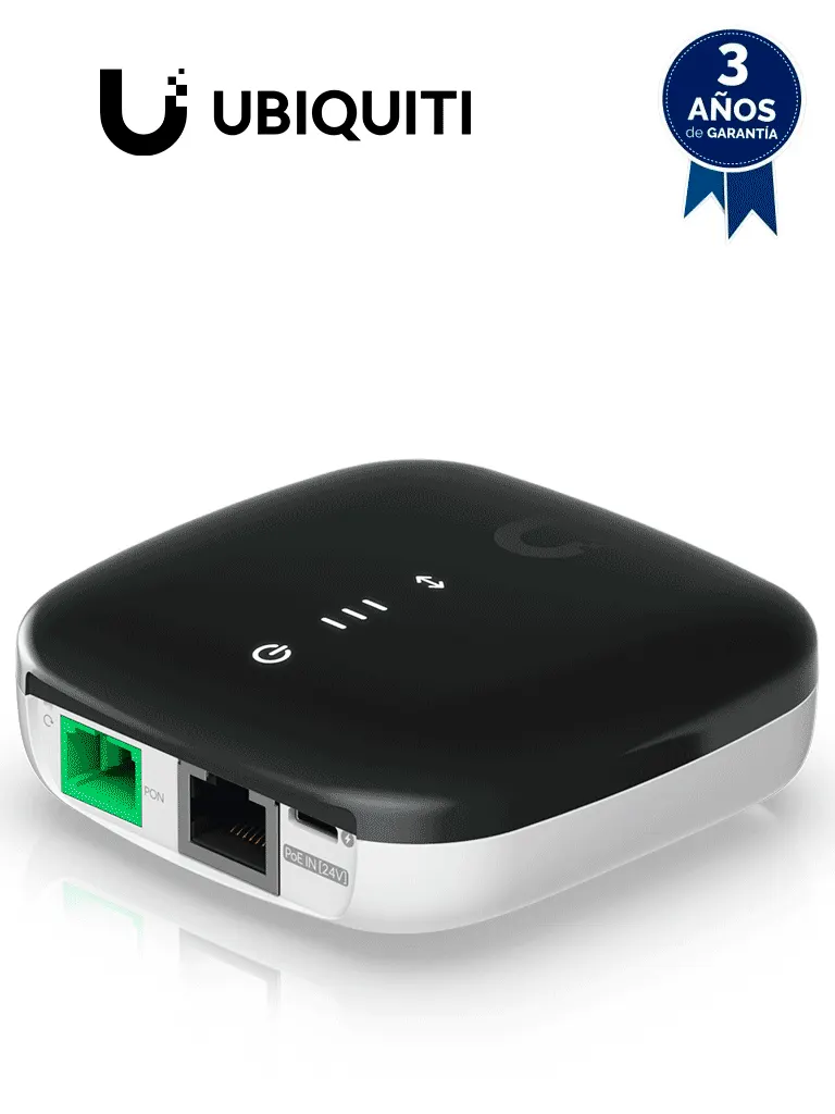 UBIQUITI UF-LOCO- Unidad de red óptica UFIBER ONU con 1 puerto WAN GPON, 1 puerto LAN Gigabit y adaptador de alimentación Micro-USB 5V, 1A incluido.