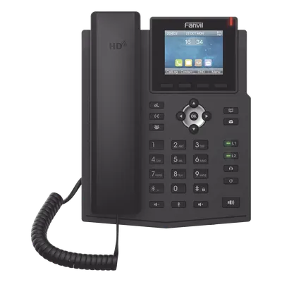 Teléfono IP empresarial para 4 líneas SIP con pantalla LCD de 2.8 pulgadas a color, puertos Gigabit, IPv6, Opus y conferencia de 3 vías, PoE
