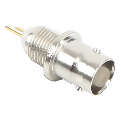 Conector BNC Hembra / Montaje Frontal D-Plano / Soldable / Níquel-Oro-Delrin / 4 Posiciones